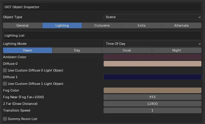 Fast 64 OoT Scene Lighting Tab