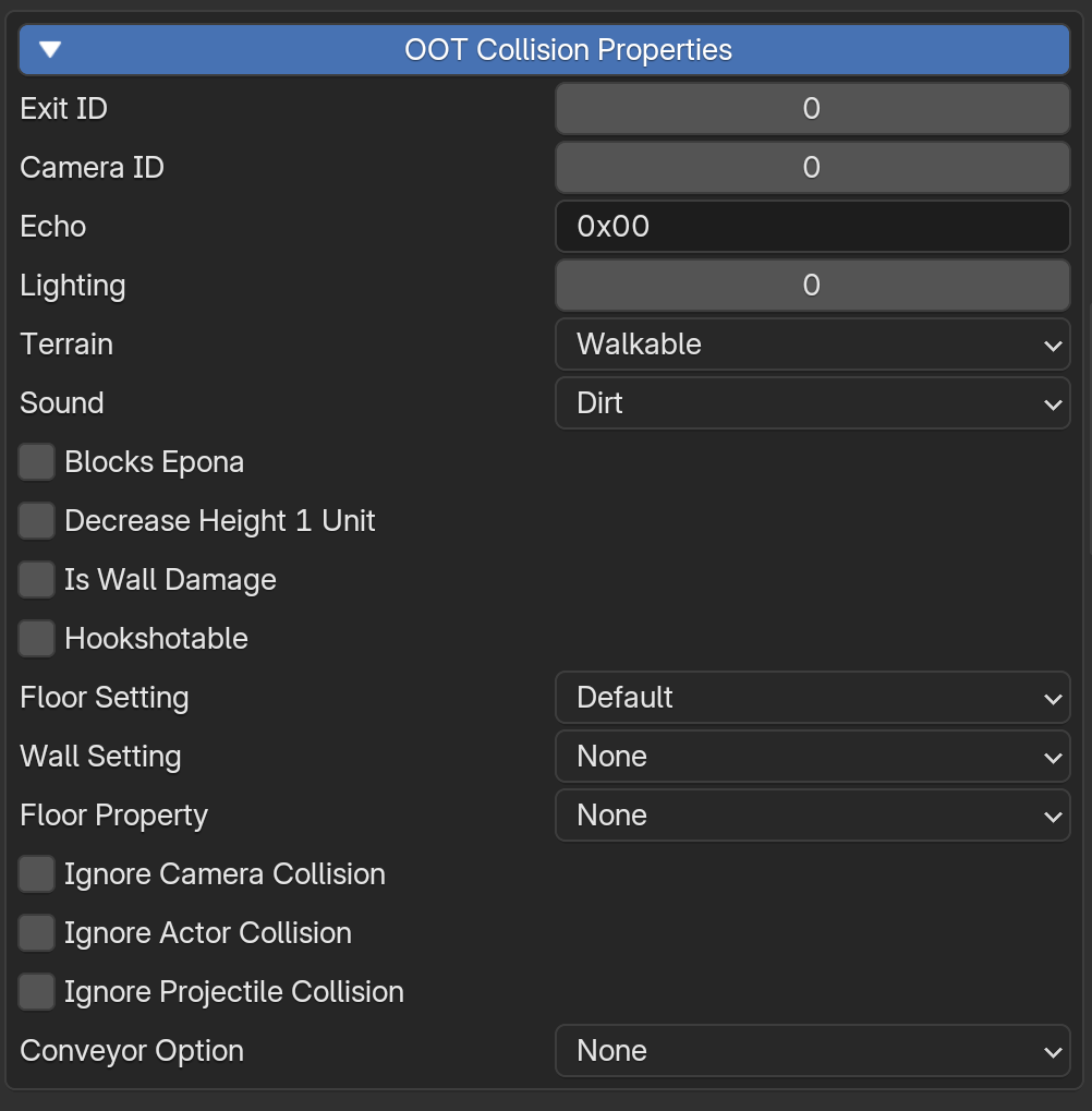Fast64 Material Collision Properties Fast64 Material Collision Properties